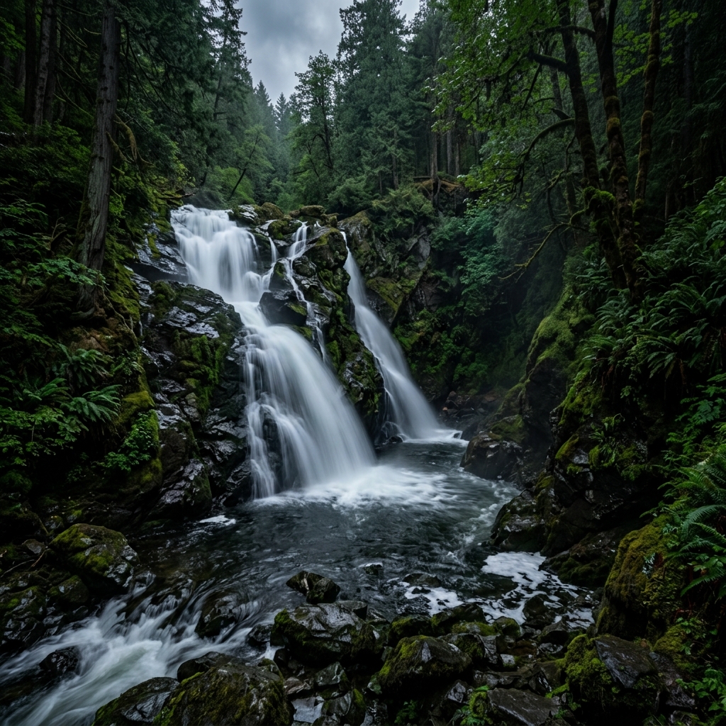 Cinematic waterfall long exposure captured with LeafyCam on Android